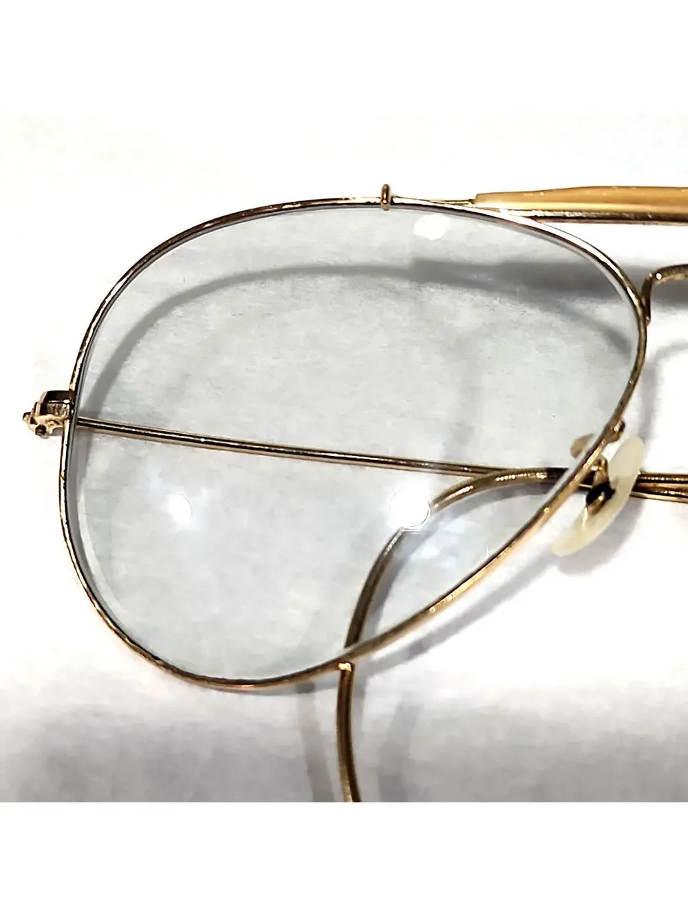 Ray Ban B&L Vintage 70's Outdoorsman Gold Light Gray Aviator Sunglasses 58-14
